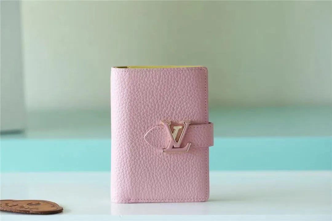 P150💰M81561 black m82198 light coffee m82461 rose red m82144 pink full leather pebbled lockme leather buckle Hermès short suit clip two-fold short wallet coin purse combination picture collection oo [handshake] [handshake]