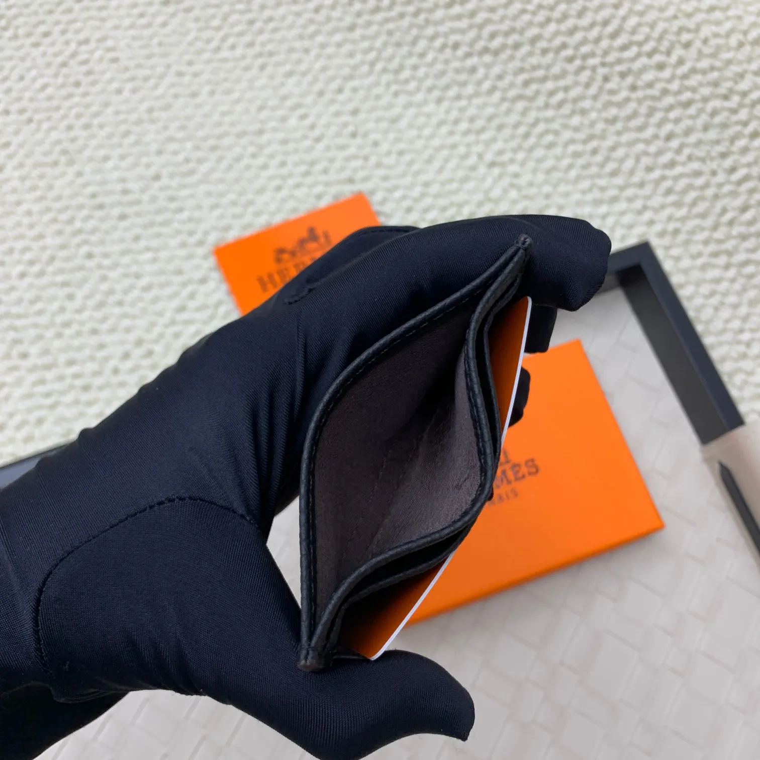 💰100 Hermès new card holder/2024 cow leather edge 3 card slots 1 flat pocket No.: 0514 Size: w10.5×7cm