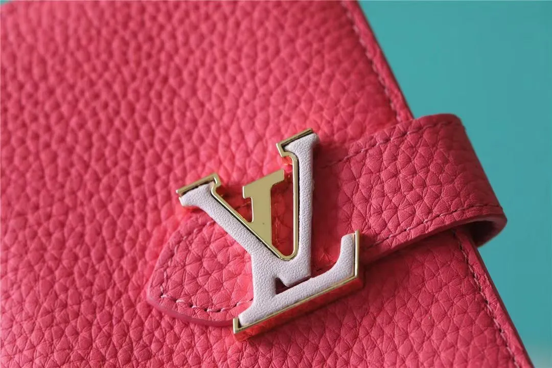 P150💰M81561 black m82198 light coffee m82461 rose red m82144 pink full leather pebbled lockme leather buckle Hermès short suit clip two-fold short wallet coin purse combination picture collection oo [handshake] [handshake]