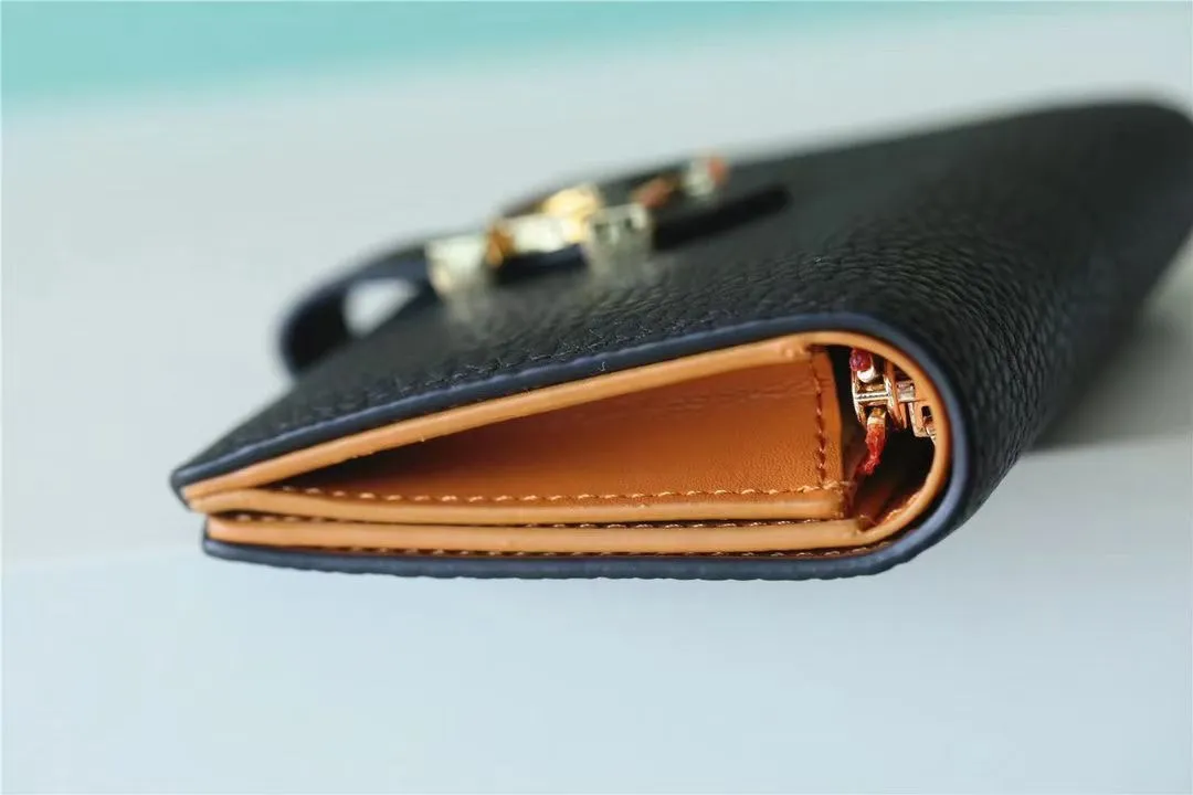 P150💰M81561 black m82198 light coffee m82461 rose red m82144 pink full leather pebbled lockme leather buckle Hermès short suit clip two-fold short wallet coin purse combination picture collection oo [handshake] [handshake]