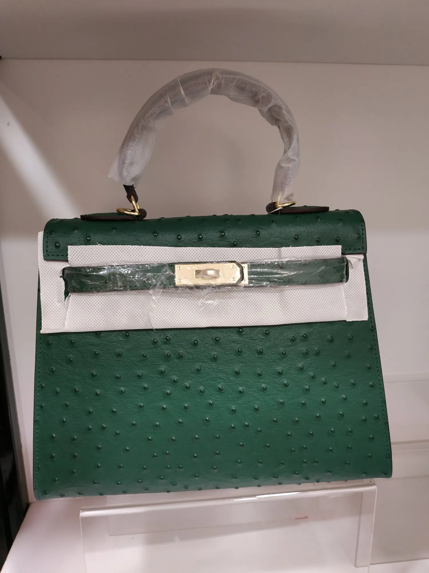 720💰🎉🎉🎉Kelly style ostrich pattern cowhide has arrived, picture color, size: 28X12X21.5. Can be carried cross-body, fine workmanship, [seduce][seduce][rose][rose][coffee][coffee]