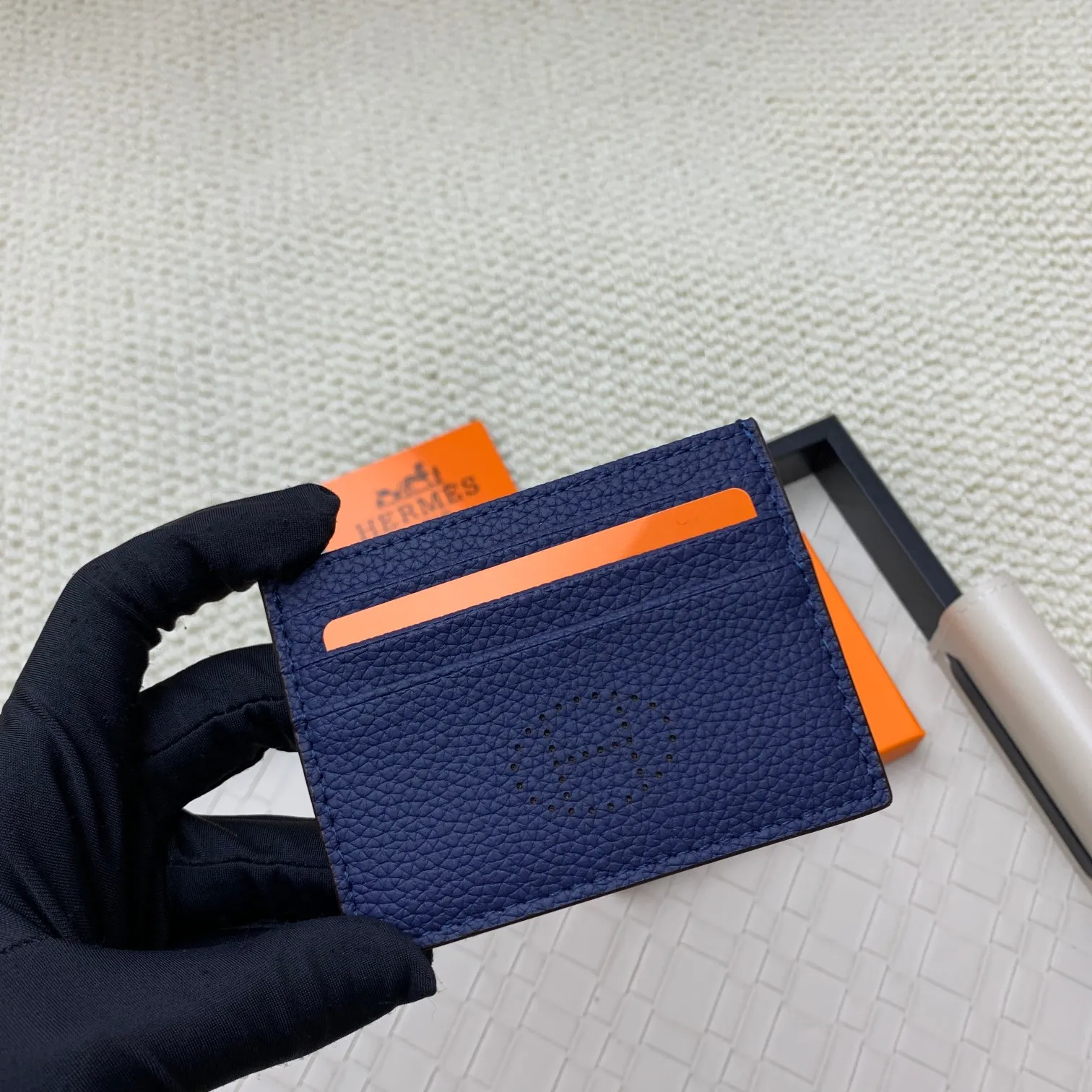 💰100 Hermès new card holder/2024 cow leather edge 3 card slots 1 flat pocket No.: 0514 Size: w10.5×7cm