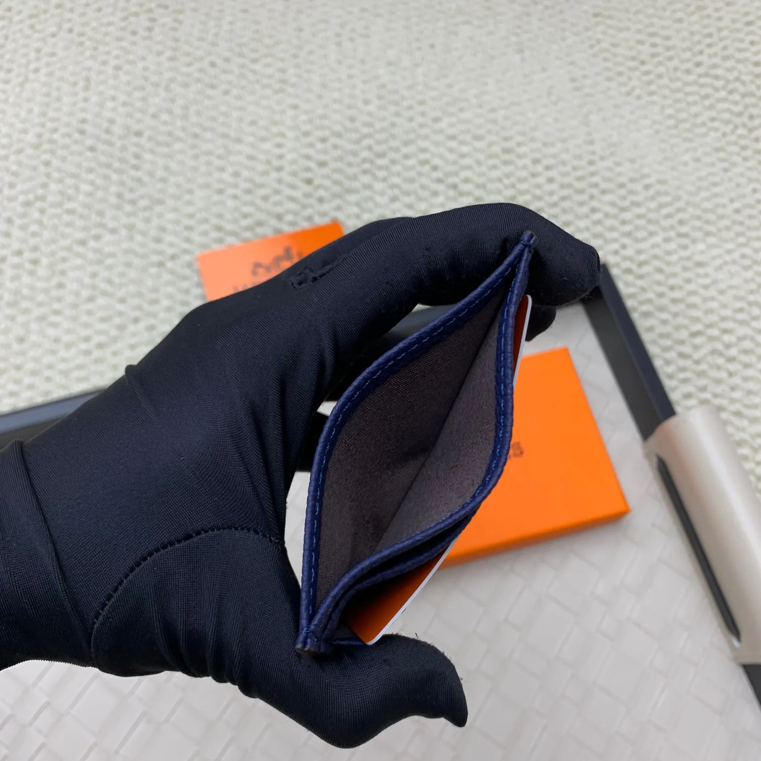 💰100 Hermès new card holder/2024 cow leather edge 3 card slots 1 flat pocket No.: 0514 Size: w10.5×7cm
