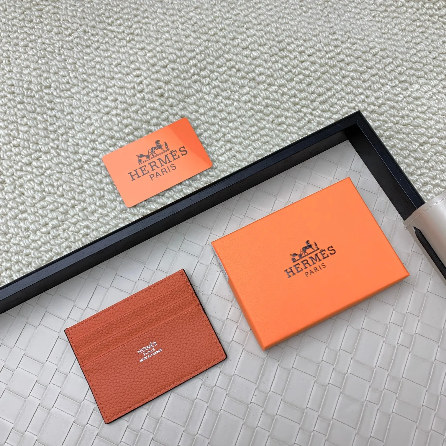 💰100 Hermès new card holder/2024 cow leather edge 3 card slots 1 flat pocket No.: 0514 Size: w10.5×7cm