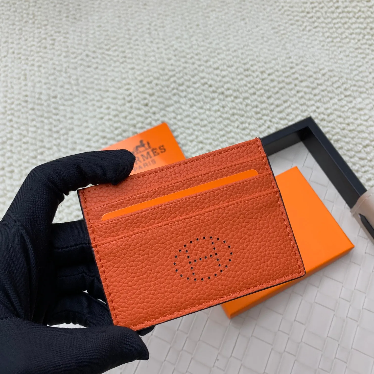 💰100 Hermès new card holder/2024 cow leather edge 3 card slots 1 flat pocket No.: 0514 Size: w10.5×7cm