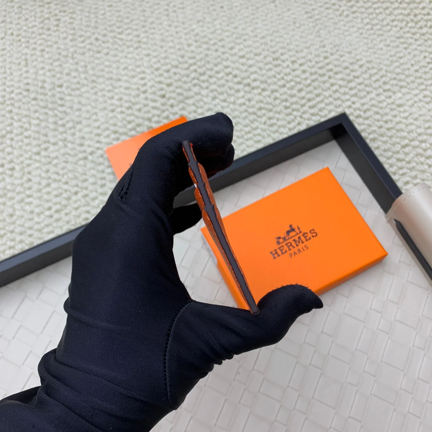 💰100 Hermès new card holder/2024 cow leather edge 3 card slots 1 flat pocket No.: 0514 Size: w10.5×7cm