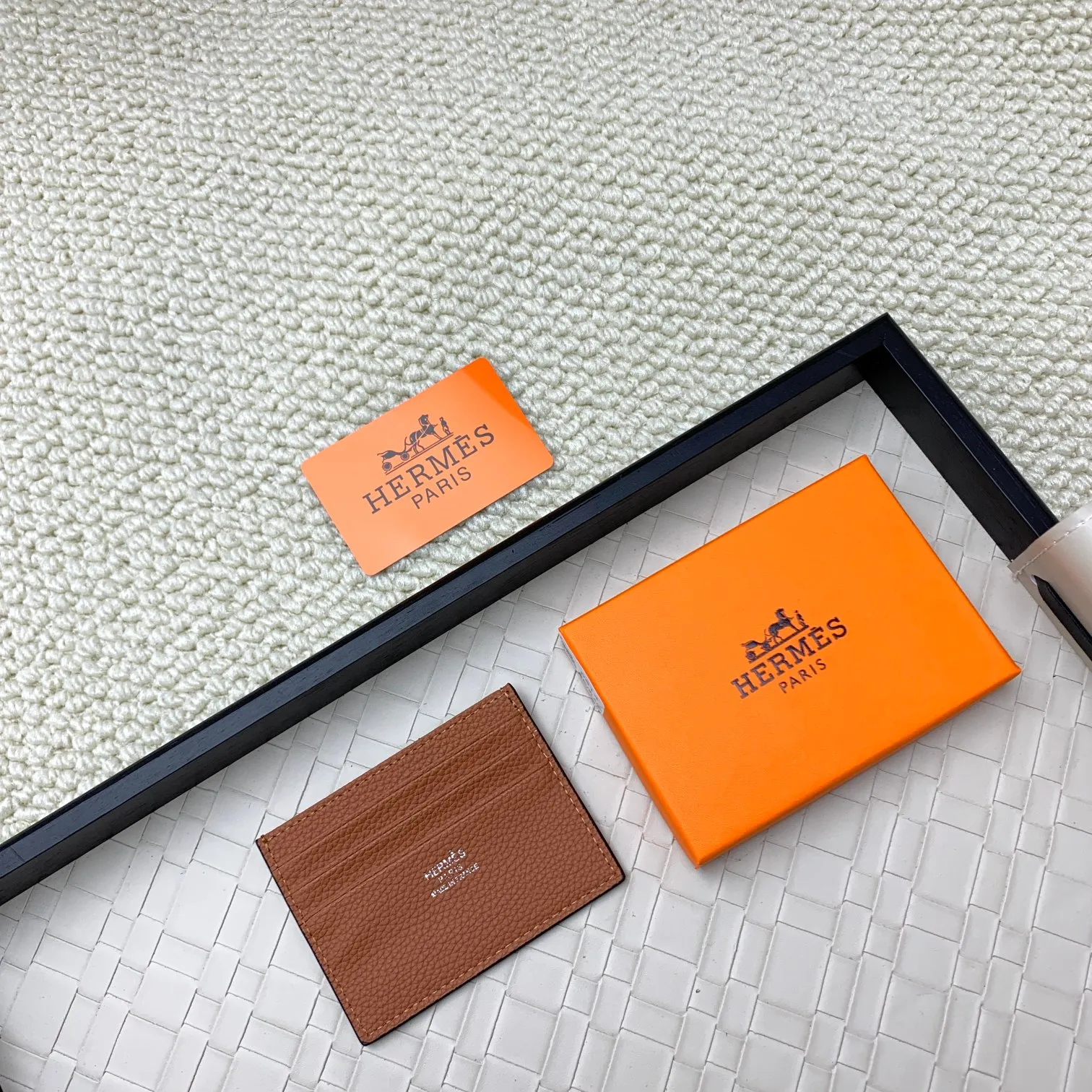 💰100 Hermès new card holder/2024 cow leather edge 3 card slots 1 flat pocket No.: 0514 Size: w10.5×7cm
