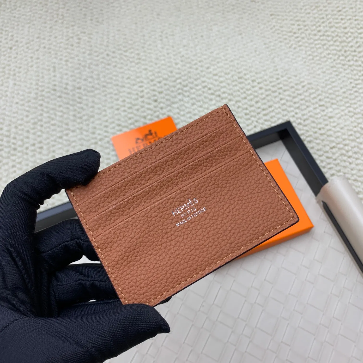 💰100 Hermès new card holder/2024 cow leather edge 3 card slots 1 flat pocket No.: 0514 Size: w10.5×7cm
