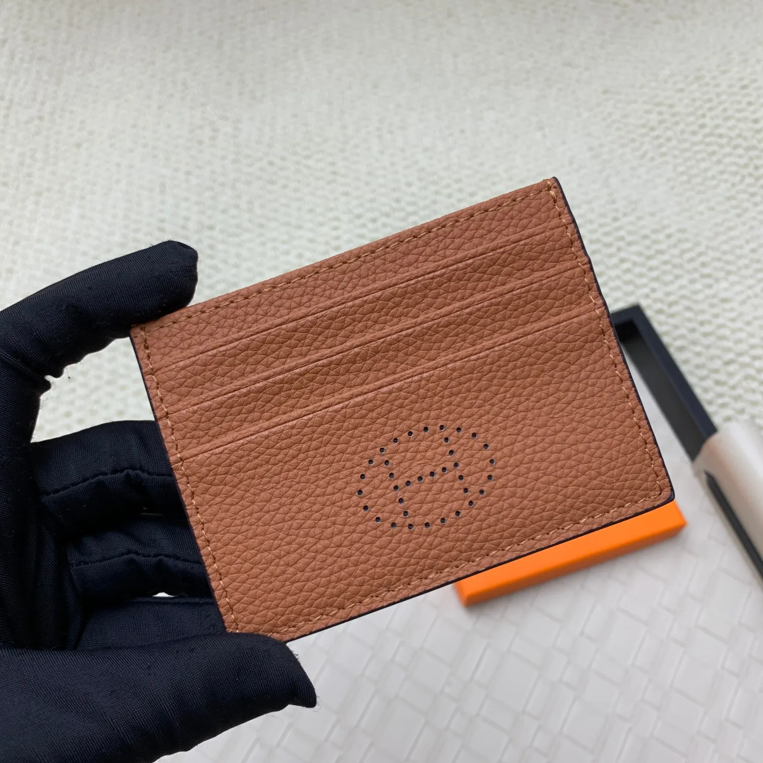 💰100 Hermès new card holder/2024 cow leather edge 3 card slots 1 flat pocket No.: 0514 Size: w10.5×7cm