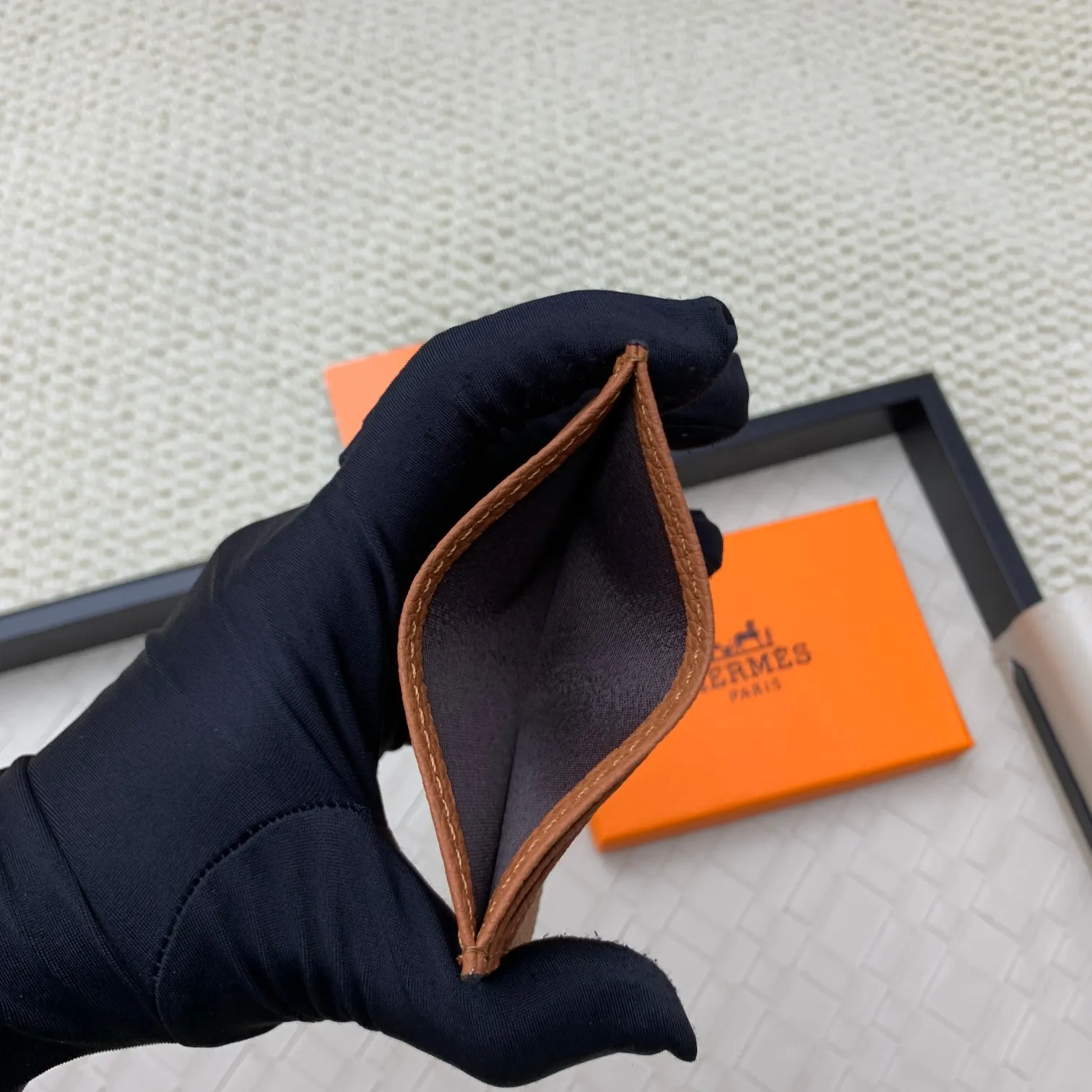 💰100 Hermès new card holder/2024 cow leather edge 3 card slots 1 flat pocket No.: 0514 Size: w10.5×7cm