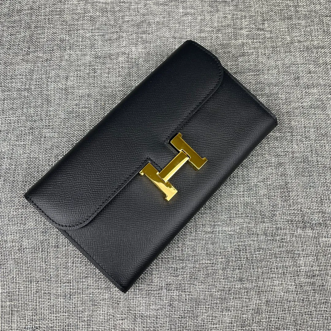 Hermes Constance Original Order p290💰 Model: 539 Palm Pattern Gold Buckle Size: 22*11cm Hermes🇫🇷Overseas🇫🇷Imported cowhide, soft and comfortable to the touch. Counter version, OEM code inside, original replica with gold hardware, exquisite and elegant, oil edge is straight and smooth🎈There are two large note slots, a zipper pocket, and 12 card slots🚚
