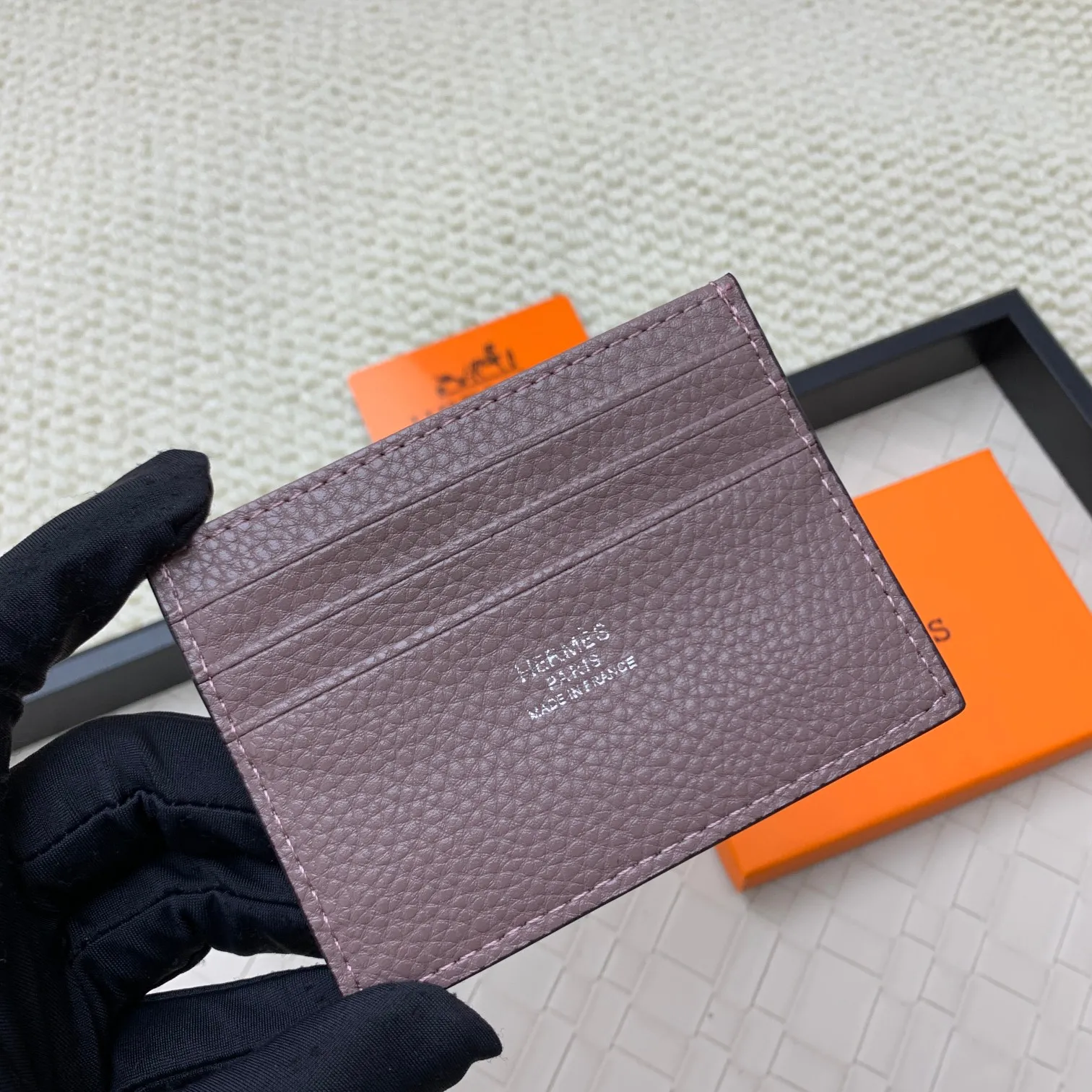 💰100 Hermès new card holder/2024 cow leather edge 3 card slots 1 flat pocket No.: 0514 Size: w10.5×7cm