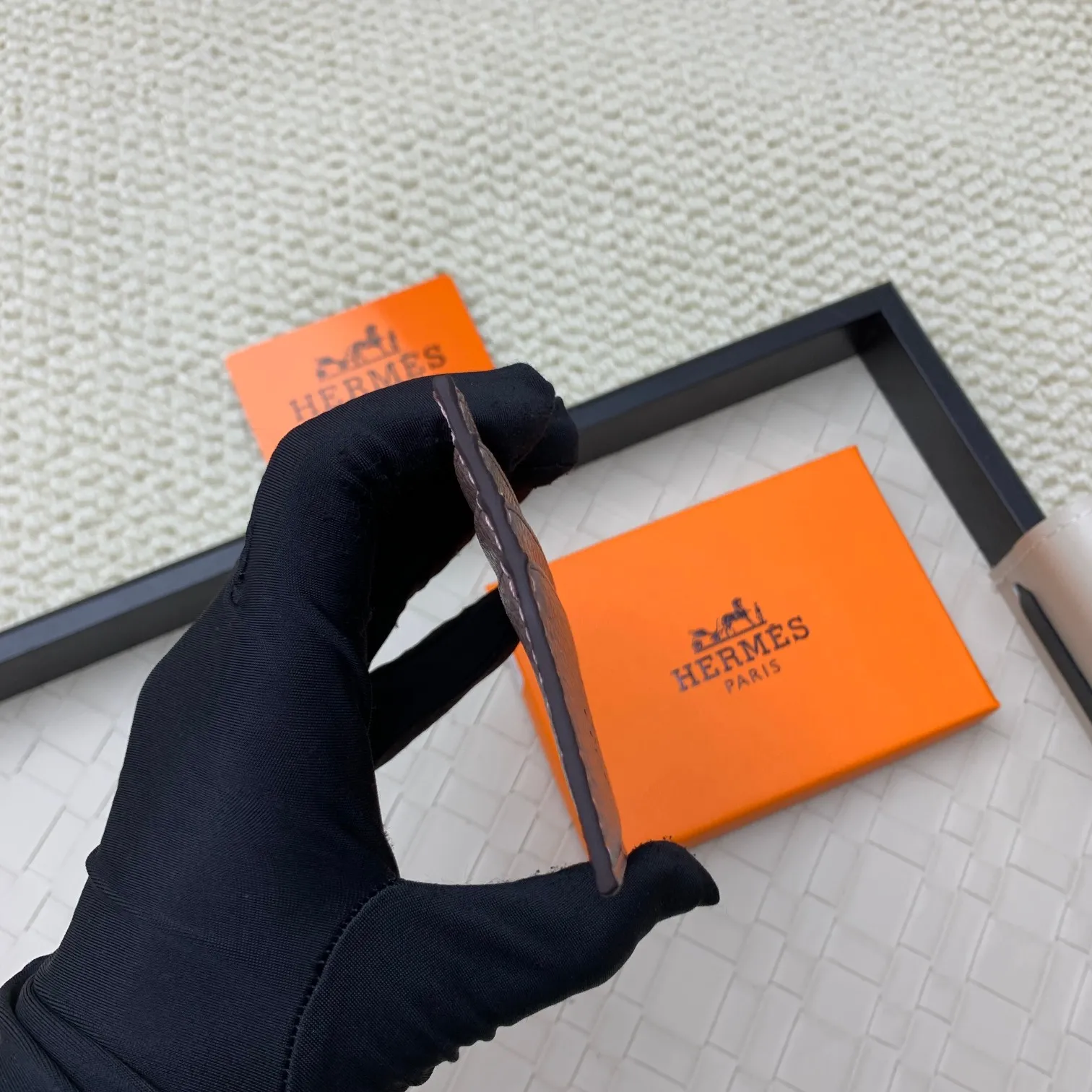 💰100 Hermès new card holder/2024 cow leather edge 3 card slots 1 flat pocket No.: 0514 Size: w10.5×7cm