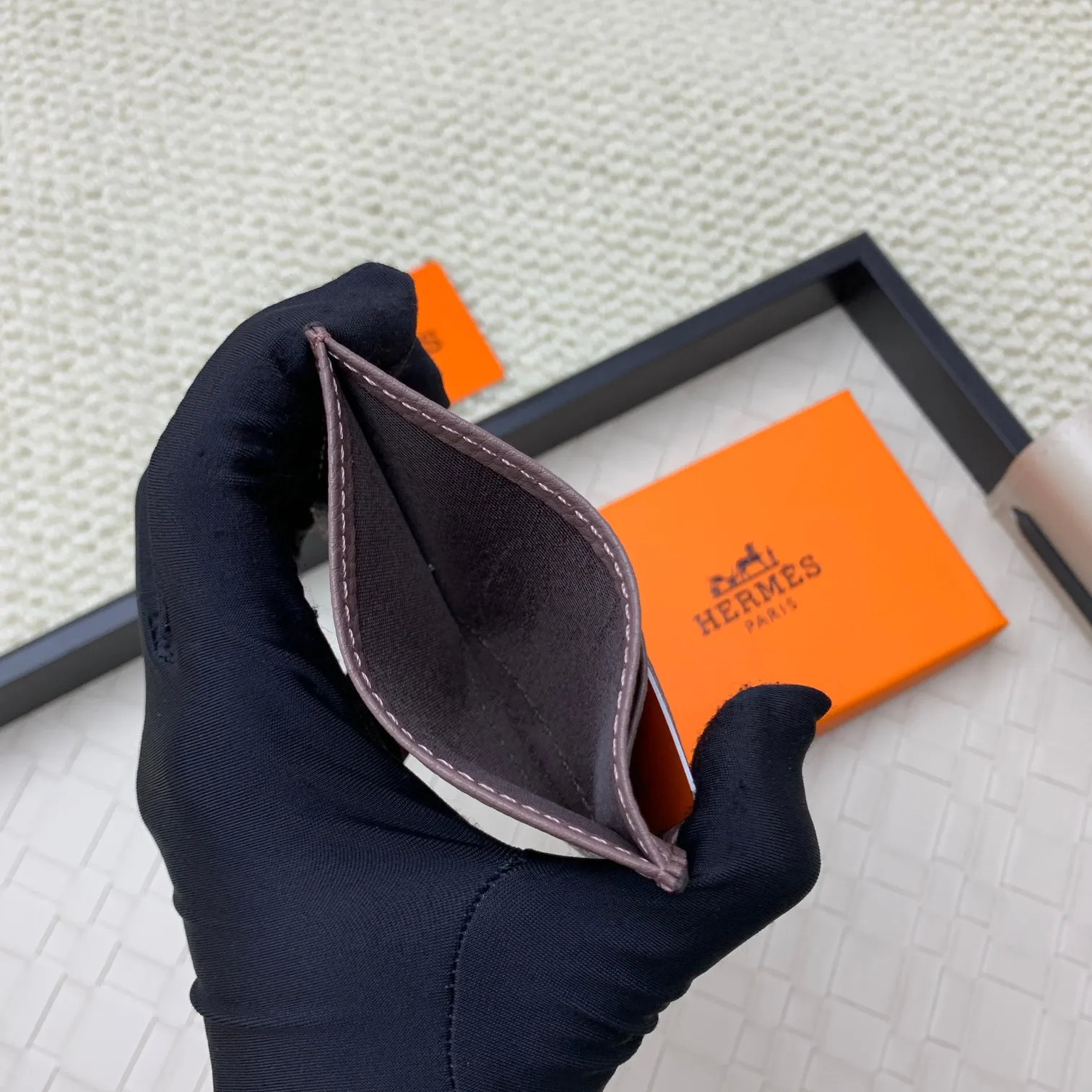 💰100 Hermès new card holder/2024 cow leather edge 3 card slots 1 flat pocket No.: 0514 Size: w10.5×7cm