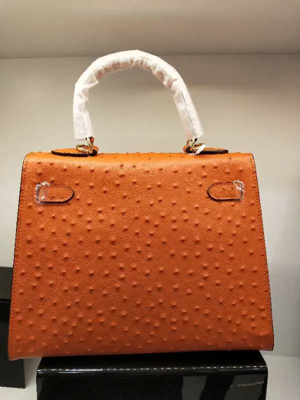 720💰🎉🎉🎉Kelly style ostrich pattern cowhide has arrived, picture color, size: 28X12X21.5. Can be carried cross-body, fine workmanship, [seduce][seduce][rose][rose][coffee][coffee]