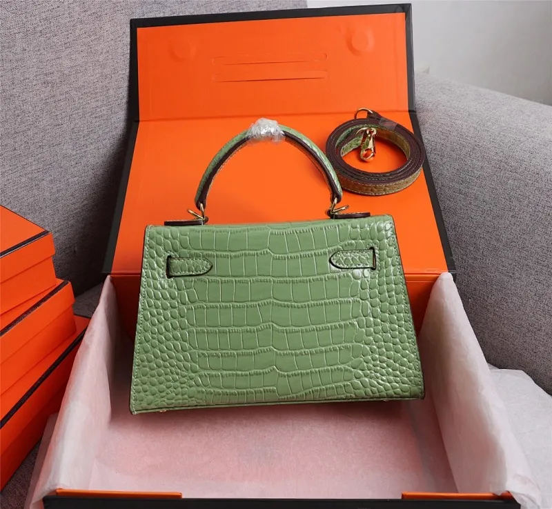 All categories Official website "Brand Women's Bags" Women's Bags 💙 Hermes 2022 Official New Hermès Handbag Kelly Crocodile Pattern First-layer Calfskin Wholesale 58002800 High Quality Size: 22-7-14CM