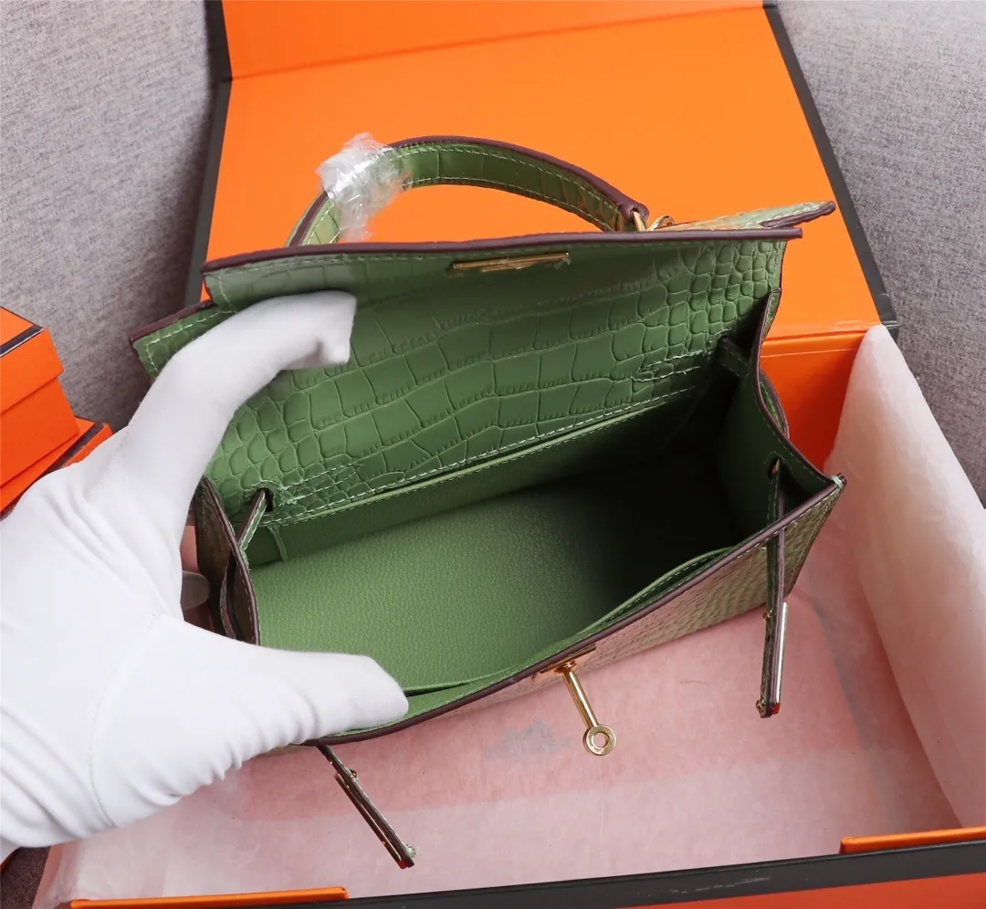 All categories Official website "Brand Women's Bags" Women's Bags 💙 Hermes 2022 Official New Hermès Handbag Kelly Crocodile Pattern First-layer Calfskin Wholesale 58002800 High Quality Size: 22-7-14CM