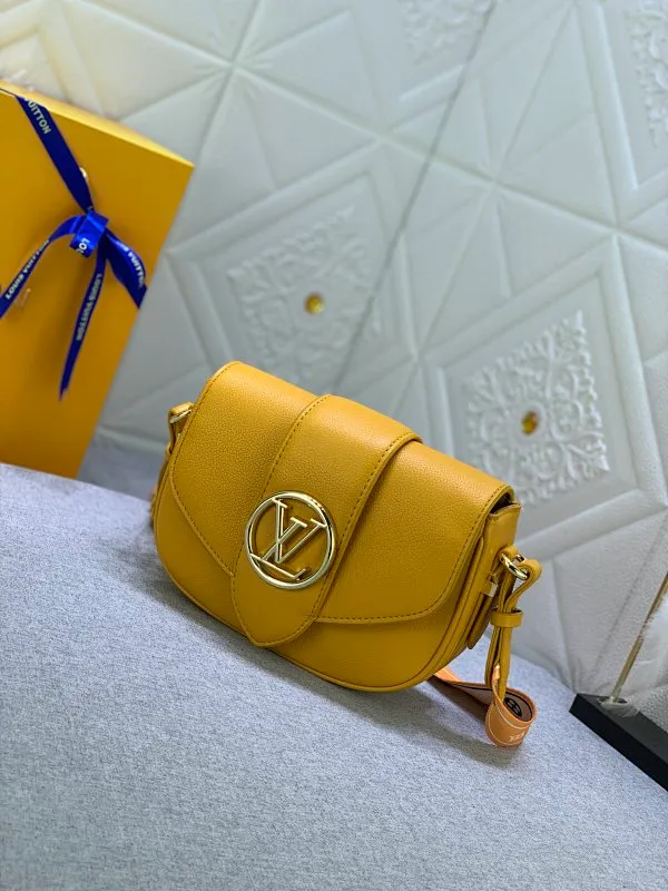 All Categories Official Website "Brand Women's Bags" Women's Bags 💙 LV Pont9 pebbled messenger bag. Handbags LV Pont 9 Soft handbag is made of grained calfskin and injects an elegant atmosphere with the LV Circle logo derived from the brand archives. Monogram flower cluster hidden under the flap, Monogram flower on the shoulder