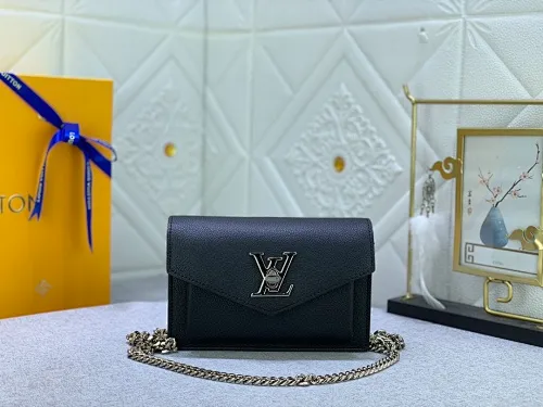 All Categories Official Website "Brand Women's Bags" Women's Bags 💙 LV This Mylockme Pochette chain bag is made of soft cow leather and continues the core elements of the Lockme series with an envelope-style flap, front pocket and LV letter hook. The trendy construction is suitable for storing mobile phones and other essentials, and the long chain allows for shoulder or cross-body wear.