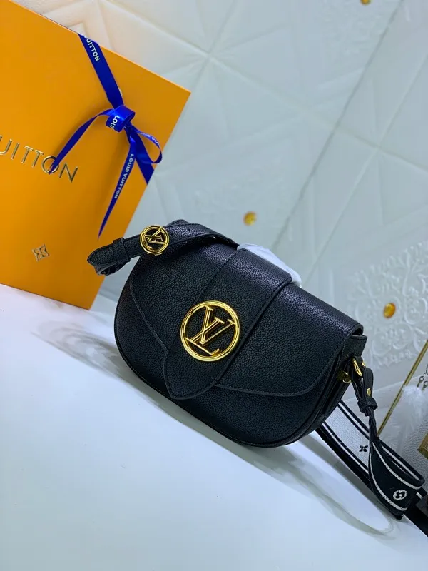 All Categories Official Website "Brand Women's Bags" Women's Bags 💙 LV Pont9 pebbled messenger bag LV PONT 9 SOF, injects an elegant atmosphere with the LV Circle logo derived from the brand archives. Monogram flower clusters are hidden under the flap, and Monogram flowers bloom on the shoulder straps. Medium size 25x17.5