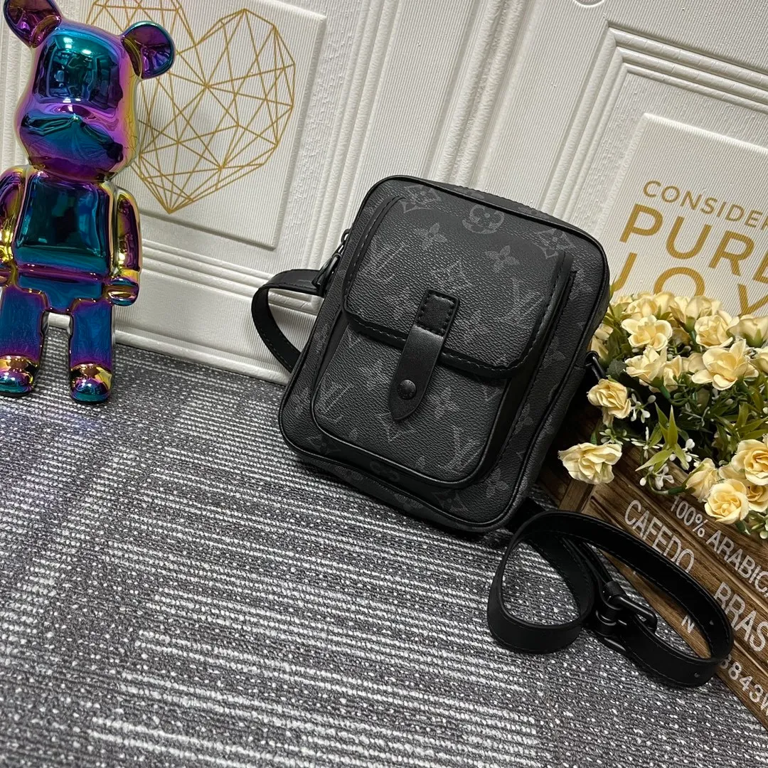 All categories Official website "Brand Women's Bags" Women's Bags 💙 LV Christopher mini handbag is made of iconic Monogram Macassar material and matte metal parts, with adjustable shoulder straps, and a dynamic atmosphere bursts out. It also features spacious compartments and front pockets, providing a modern way to carry your daily essentials. Dimensions: 15.0 x