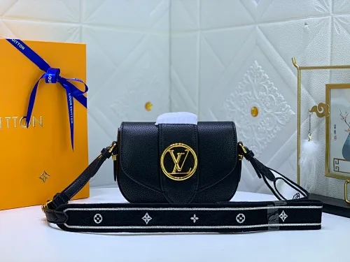 All Categories Official Website "Brand Women's Bags" Women's Bags 💙 LV Pont9 pebbled messenger bag. Handbags LV Pont 9 Soft handbag is made of grained calfskin and injects an elegant atmosphere with the LV Circle logo derived from the brand archives. Monogram flower cluster hidden under the flap, Monogram flower on the shoulder