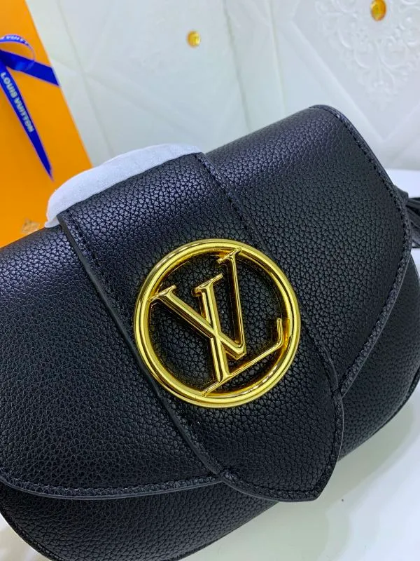 All Categories Official Website "Brand Women's Bags" Women's Bags 💙 LV Pont9 pebbled messenger bag. Handbags LV Pont 9 Soft handbag is made of grained calfskin and injects an elegant atmosphere with the LV Circle logo derived from the brand archives. Monogram flower cluster hidden under the flap, Monogram flower on the shoulder