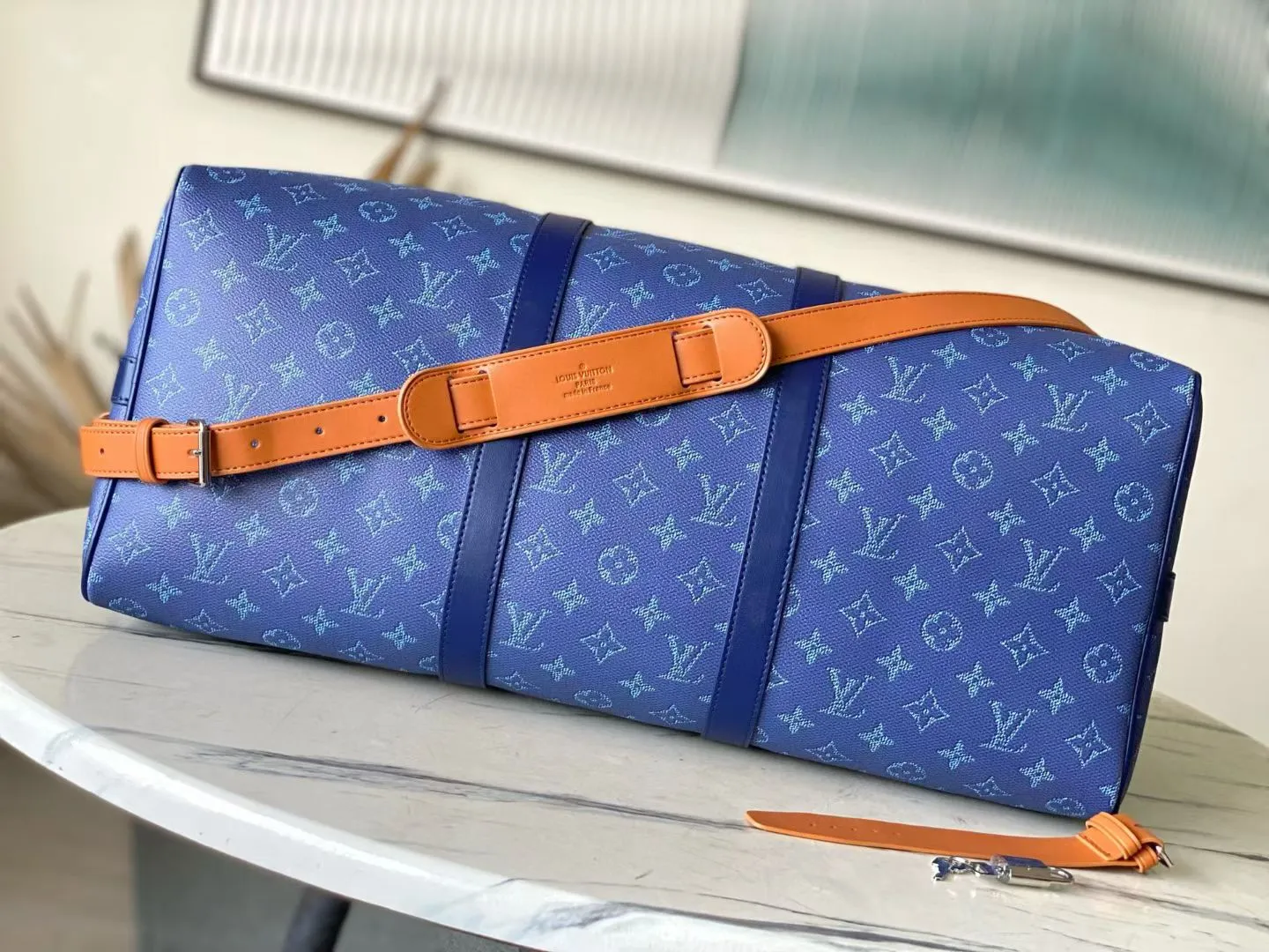 💰1280 Top original order M26864 blue 163c01 dynamic chip 2026 early spring men's bag crossbody handbag Region: Paris Quarter: 2026 early spring brand: Louis Vuitton Louis Vuitton (available in November) 26 early spring Heritage Keepall 50 size 50.0X29.0X23.0 cm