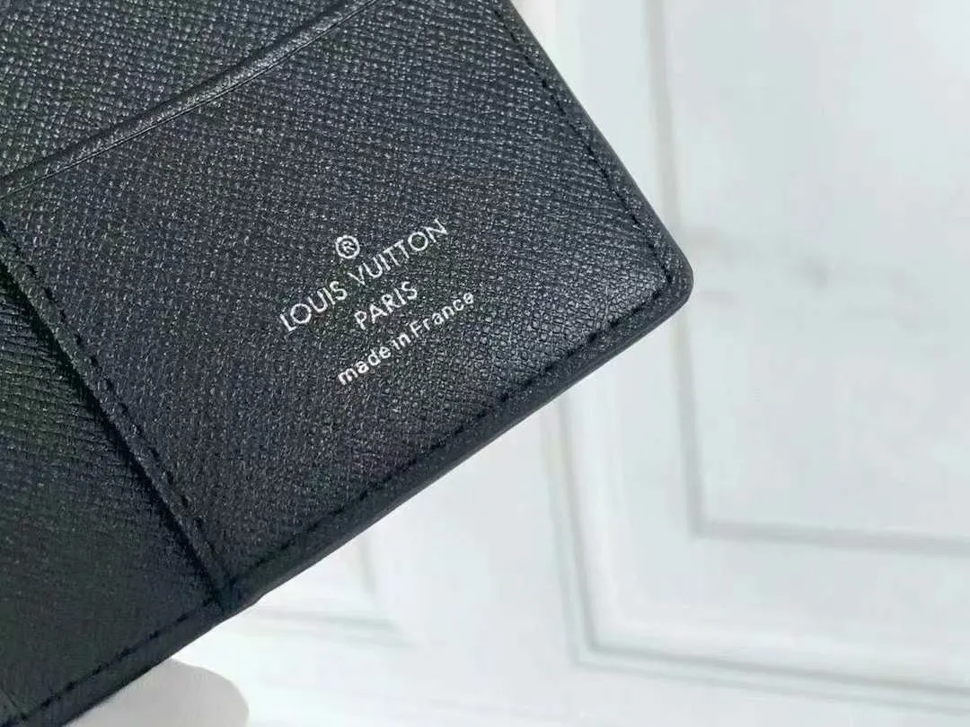 P90 Small Card Holder Louis Vuitton's pocket leather wallet has seven compartments, which can hold credit cards, bus cards, business cards, and even city maps. Damier canvas, leather-bound - two credit card compartments - four inner compartments - one outer compartment. Model M63144 Size 7X11.