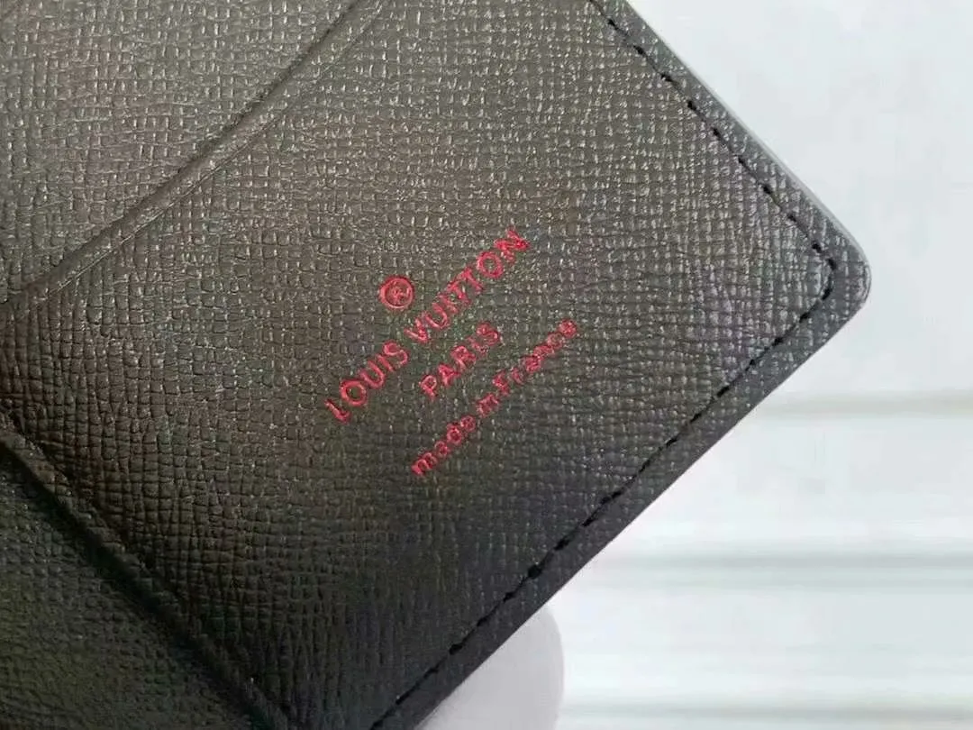 P90 Small Card Holder Louis Vuitton's pocket leather wallet has seven compartments, which can hold credit cards, bus cards, business cards, and even city maps. Damier canvas, leather-bound - two credit card compartments - four inner compartments - one outer compartment. Model M63144 Size 7X11.