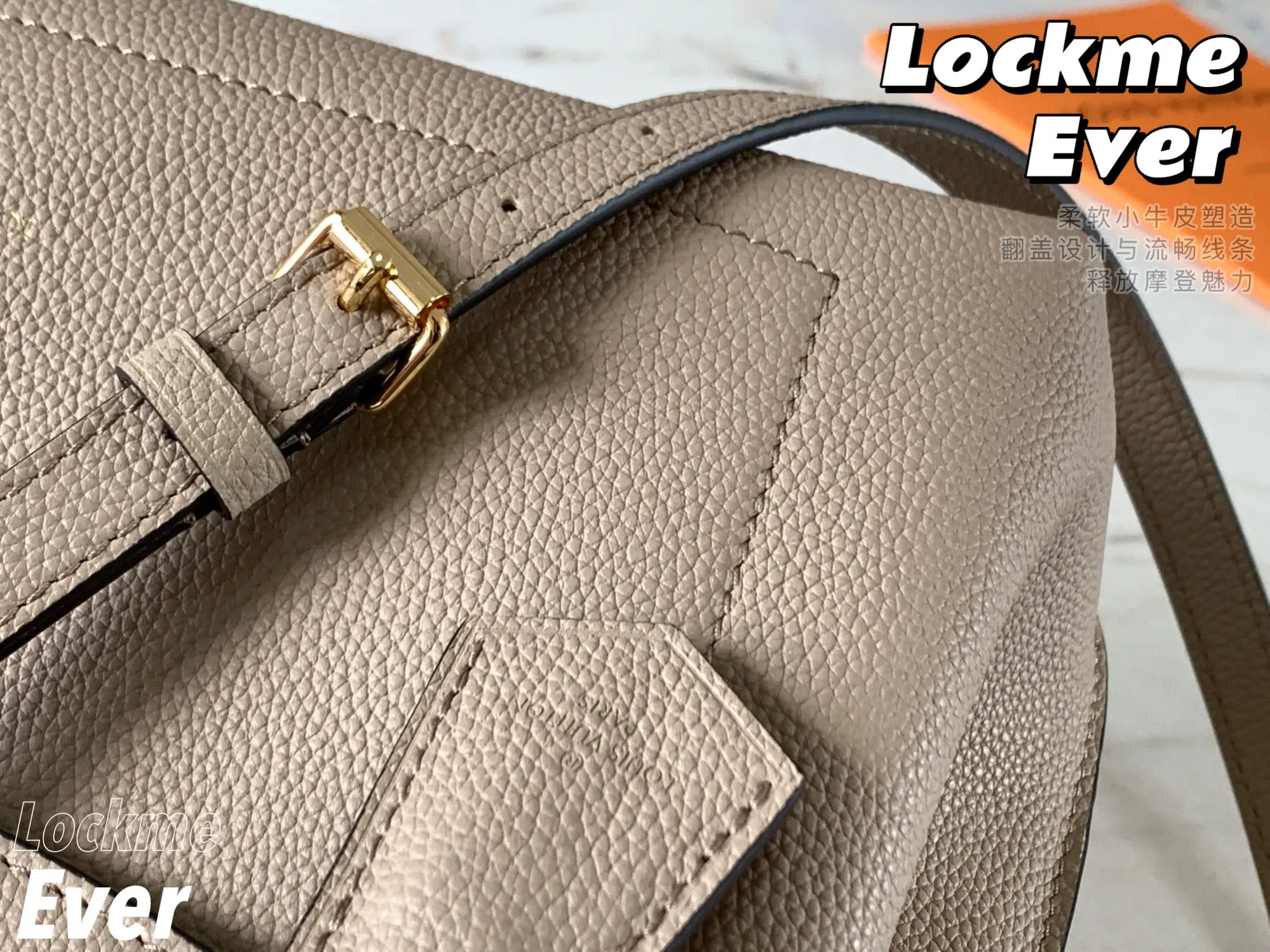 P1440 [Original Leather 💋M56094 Elephant Gray] Lockme Ever medium handbag is made of soft calfskin material, equipped with a single handle, fashionable appearance and distinct layers. The neat silhouette with top flap and spacious handbag add a fashionable and modern feel. Silver LV twist lock and leather shoulder strap, an elegant choice for everyday styling. Detailed size: 33.5*21.5*14.5cm