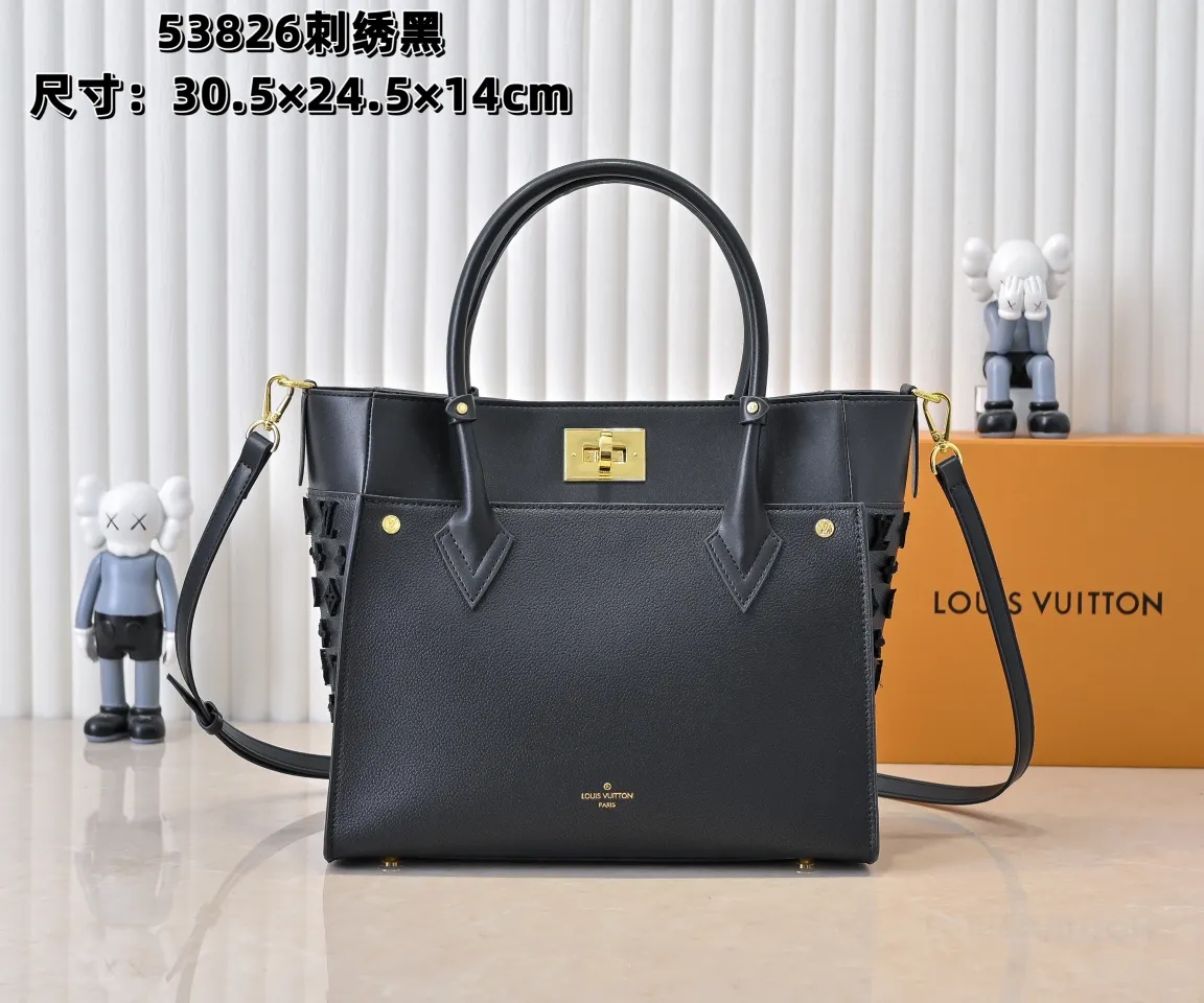 💰400💰Upgraded original [M53826 black embroidery M53825 apricot embroidery M53824 MM53823 presbyopia with black] 🔥On My Side handbag shows the elegant fusion of calfskin and classic Monogram canvas. Contrasting canvas shapes the large outer pocket, creating a trompe l'oeil effect as if two handbags merge into one. Plenty of space can easily accommodate office needs, and the adjustable shoulder strap allows for a cross-body style. Dimensions: 30.5 x 24.5 x 14 cm (L x H x W) - Calfskin and Monogram coated canvas - Cowhide leather trim - Microfiber lining - 2 top handles, can be carried by hand or on the elbow - Adjustable shoulder strap, can be worn on the shoulder or crossbody - Lock closure - 2 outer pockets with magnetic closure - Zip pocket - 1 patch pocket - 2 top handles for hand or elbow carry - Adjustable shoulder strap for shoulder or cross-body carry - Lock closure - 2 exterior pockets with magnetic closure - Zip pocket - 1 patch pocket