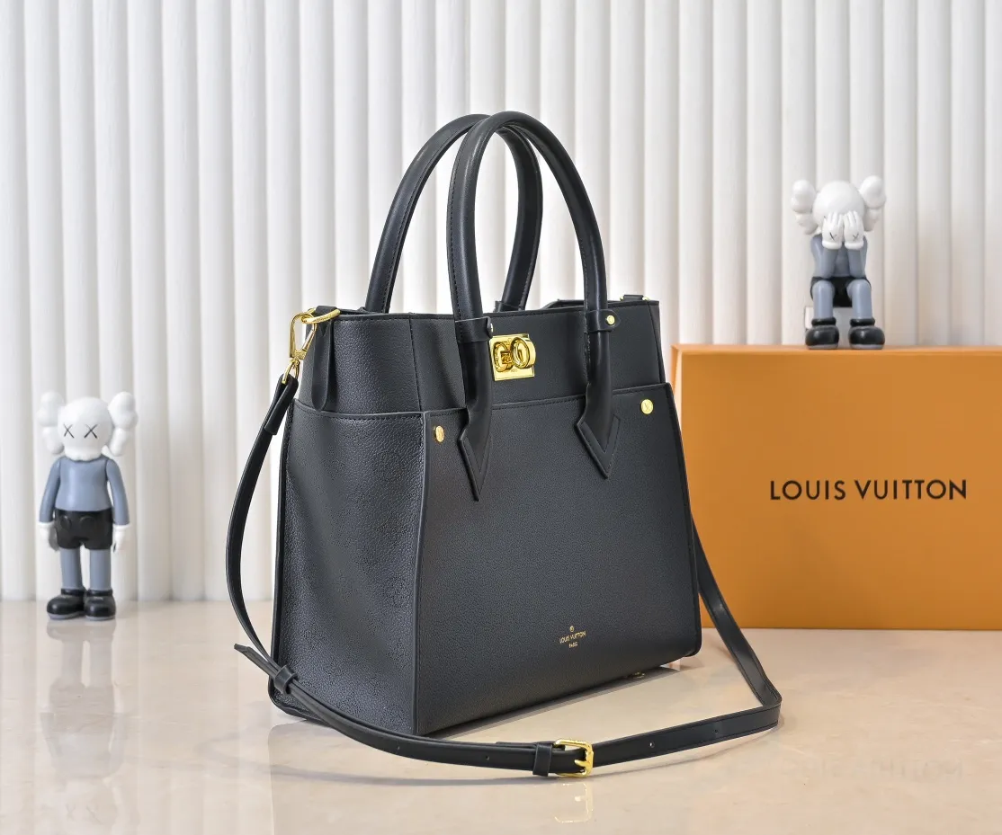 💰400💰Perforated Black Upgraded Original [M53826 Black Embroidery M53825 Apricot Embroidery M53824 MM53823 Presbyopia with Black]🔥On My Side handbag shows the elegant fusion of calfskin and classic Monogram canvas. Contrasting canvas shapes the large outer pocket, creating a trompe l'oeil effect as if two handbags merge into one. Plenty of space can easily accommodate office needs, and the adjustable shoulder strap allows for a cross-body style. Dimensions: 30.5 x 24.5 x 14 cm (Length x Height x Width) - Calfskin and Monogram coated canvas - Cowhide leather trim - Microfiber lining - 2 top handles for hand or elbow carry - Adjustable shoulder strap for shoulder or cross-body wear - Lock closure - 2 outer pockets with magnetic closure - Zip pocket - 1 patch pocket