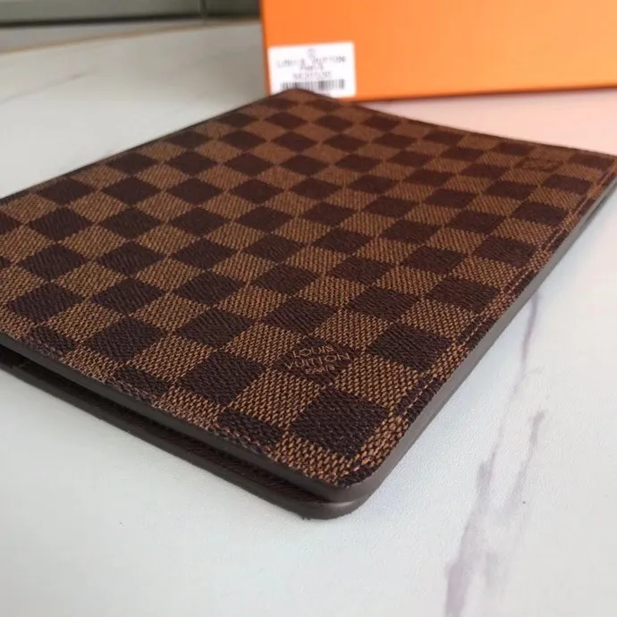 P140💰 4070🔥Hot model Extra large check holder Notebook cover 6 card slots Cowhide ➕ Lv special fabric, with box Size about 18cm Number: 20100/21065
