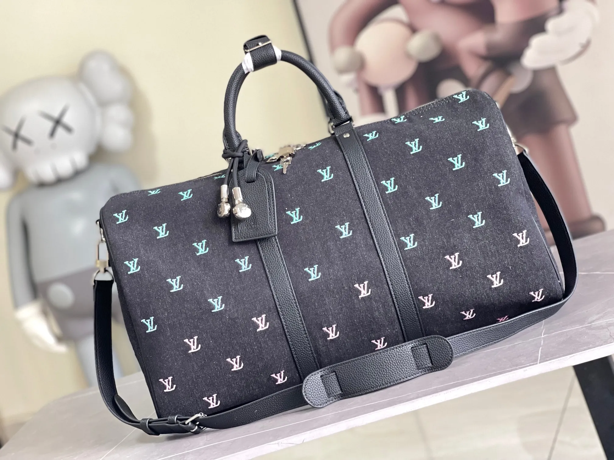 💰1480 (top layer leather) top original order M13966 transcoding chip canvas flower series LV2025 spring and summer and Takashi Murakami joint model Fashion is a cycle to celebrate the 20th anniversary of the joint name Size: 50.0X29.0X23.0cm