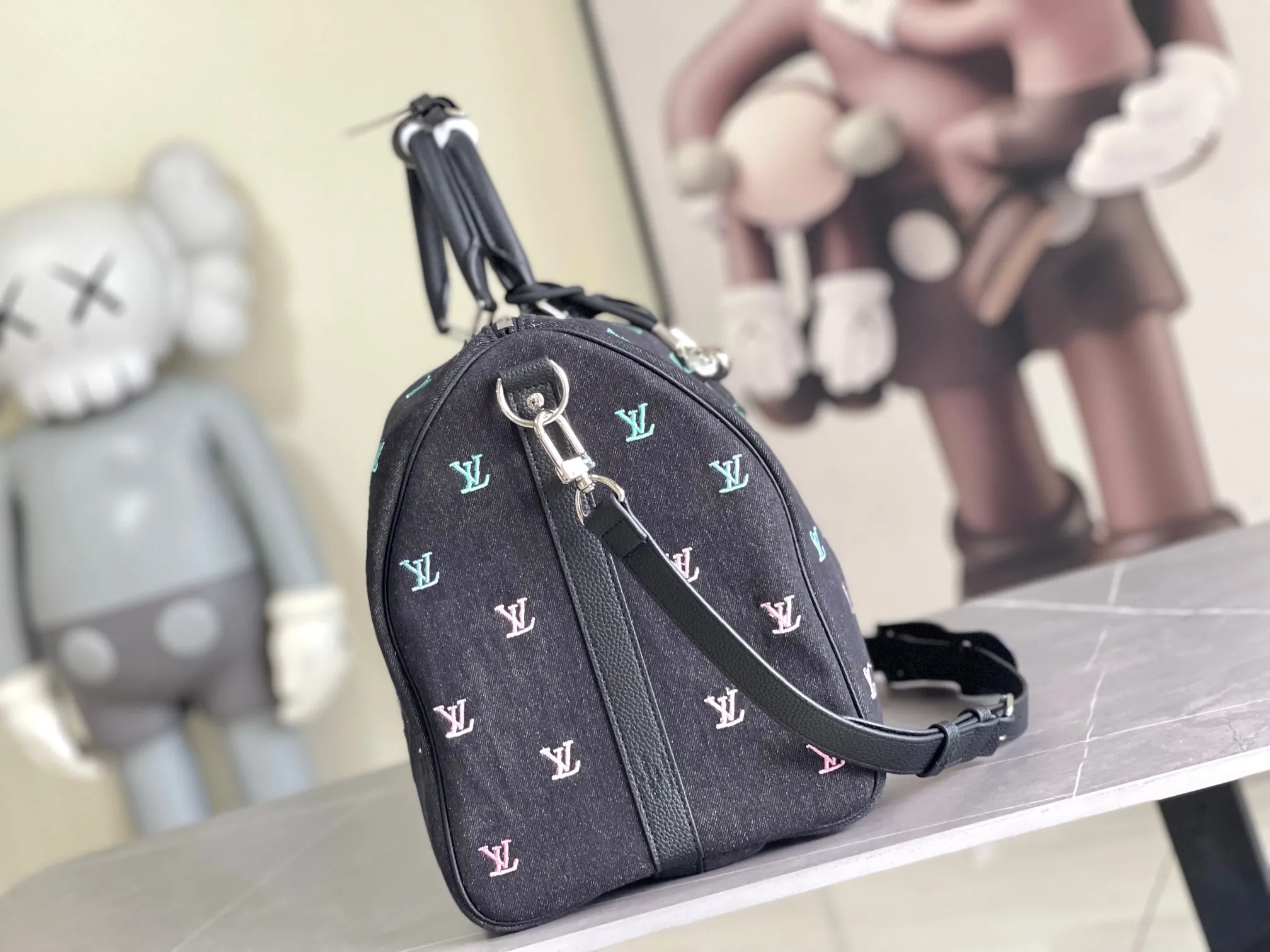 💰1480 (top layer leather) top original order M13966 transcoding chip canvas flower series LV2025 spring and summer and Takashi Murakami joint model Fashion is a cycle to celebrate the 20th anniversary of the joint name Size: 50.0X29.0X23.0cm