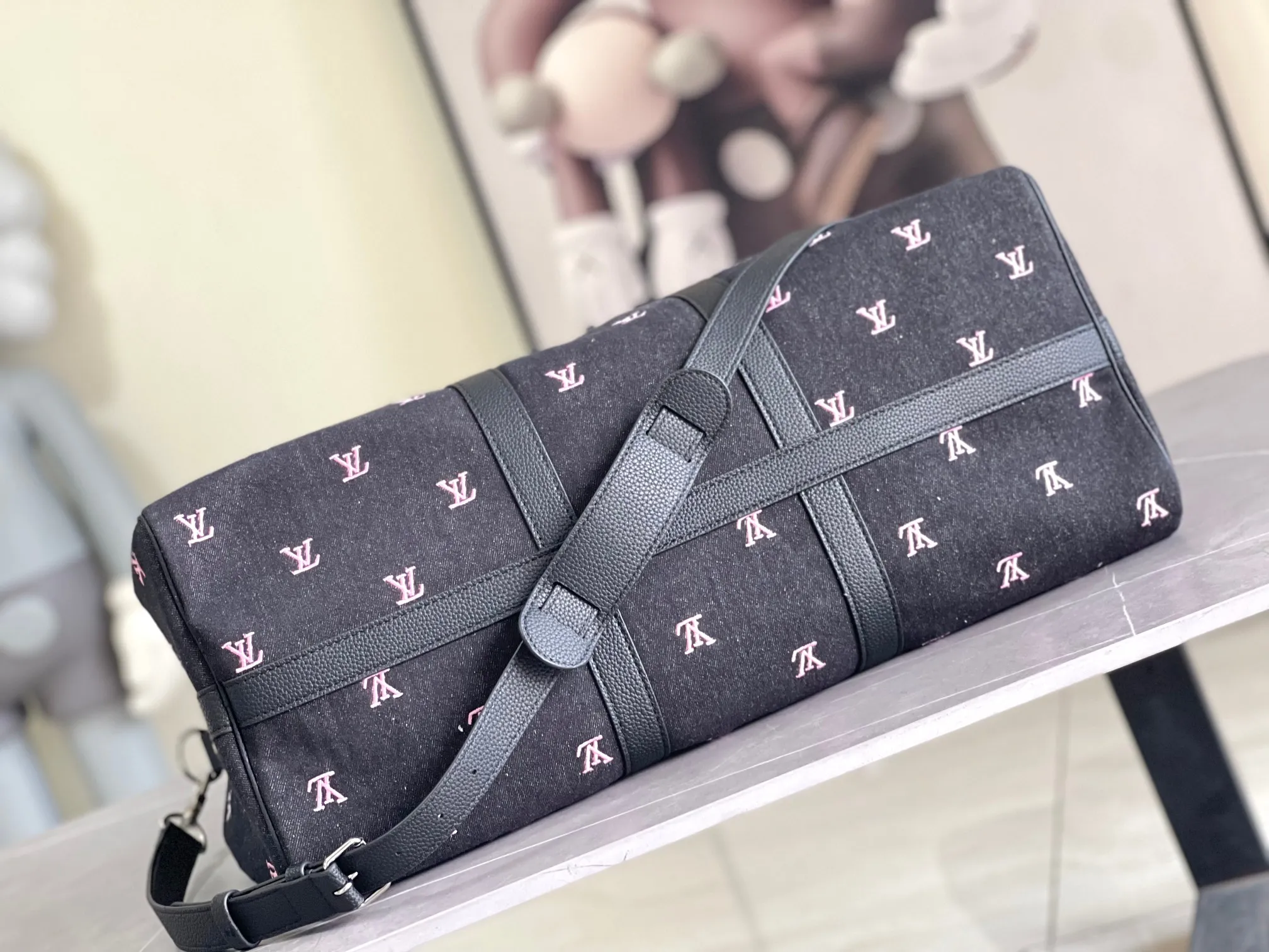 💰1480 (top layer leather) top original order M13966 transcoding chip canvas flower series LV2025 spring and summer and Takashi Murakami joint model Fashion is a cycle to celebrate the 20th anniversary of the joint name Size: 50.0X29.0X23.0cm