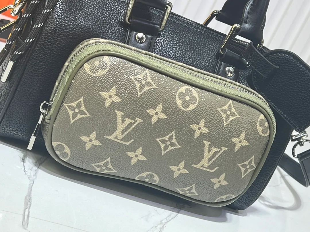 Batch 280💰Upgraded original M12627 khaki presbyopia, black grass green 46271 black flower This Keepall Bandoulière 25 handbag is made of grain leather with suede details and distressed metal parts. The Monogram canvas outer bag is opened with a cord zipper puller, making it easy to access and place your belongings. Removable and adjustable leather shoulder strap provides comfortable shoulder carrying experience. Length, height and width: 25x15x11cm