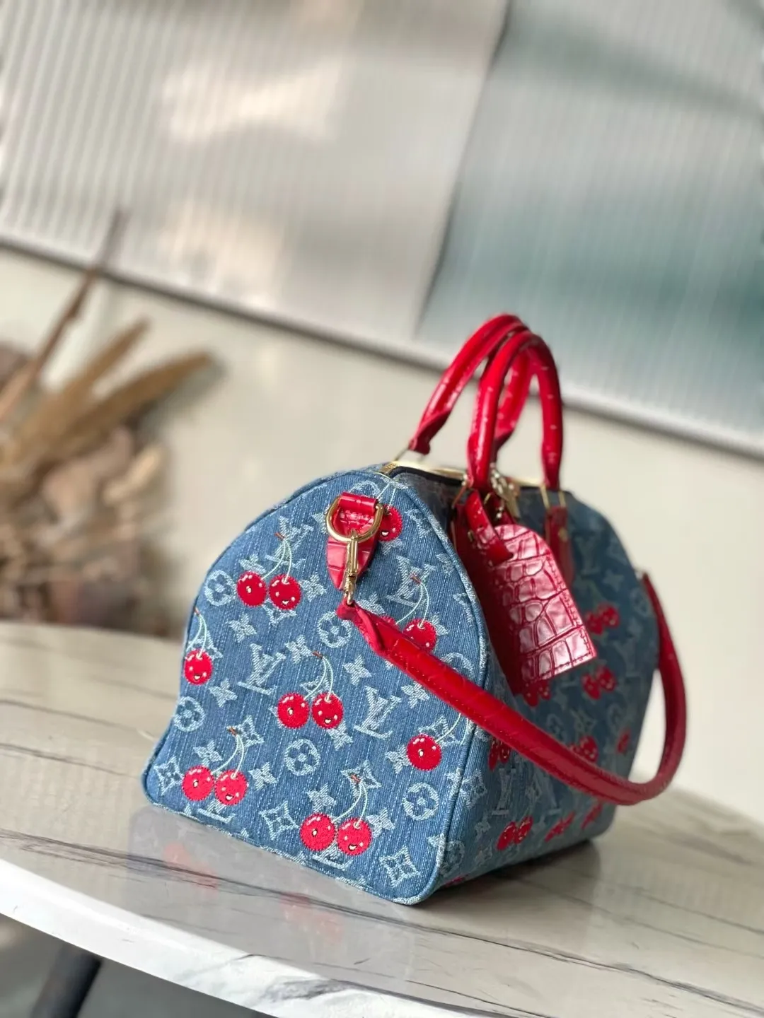 💰1240 Top quality original MB163c chip version original leather] This Speedy18 Bandoulière handbag model: N86762 denim size: 18 x 12 x10 cm