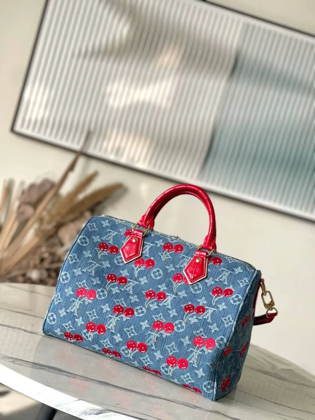 💰1240 Top quality original MB163c chip version original leather] This Speedy18 Bandoulière handbag model: N86762 denim size: 18 x 12 x10 cm