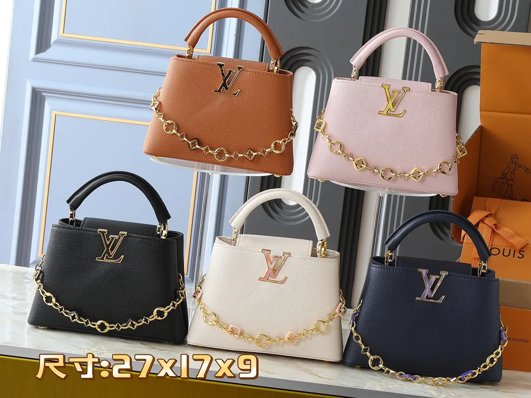 💰440💰Guangzhou goods Upgraded from the original M14381 M14970 M14393 M14972 M14971 This Capucines BB handbag quotes the design elements of the Harmony series and tells the inspiration of the Monogram flower with a gorgeous chain. The Taurillon cow leather body is embellished with a resin-coated LV logo, and the flap can be opened externally or internally to reveal a neat interior with multiple pockets. Dimensions: 27.0 x 17.3 x 9.0 cm (length x height x width)