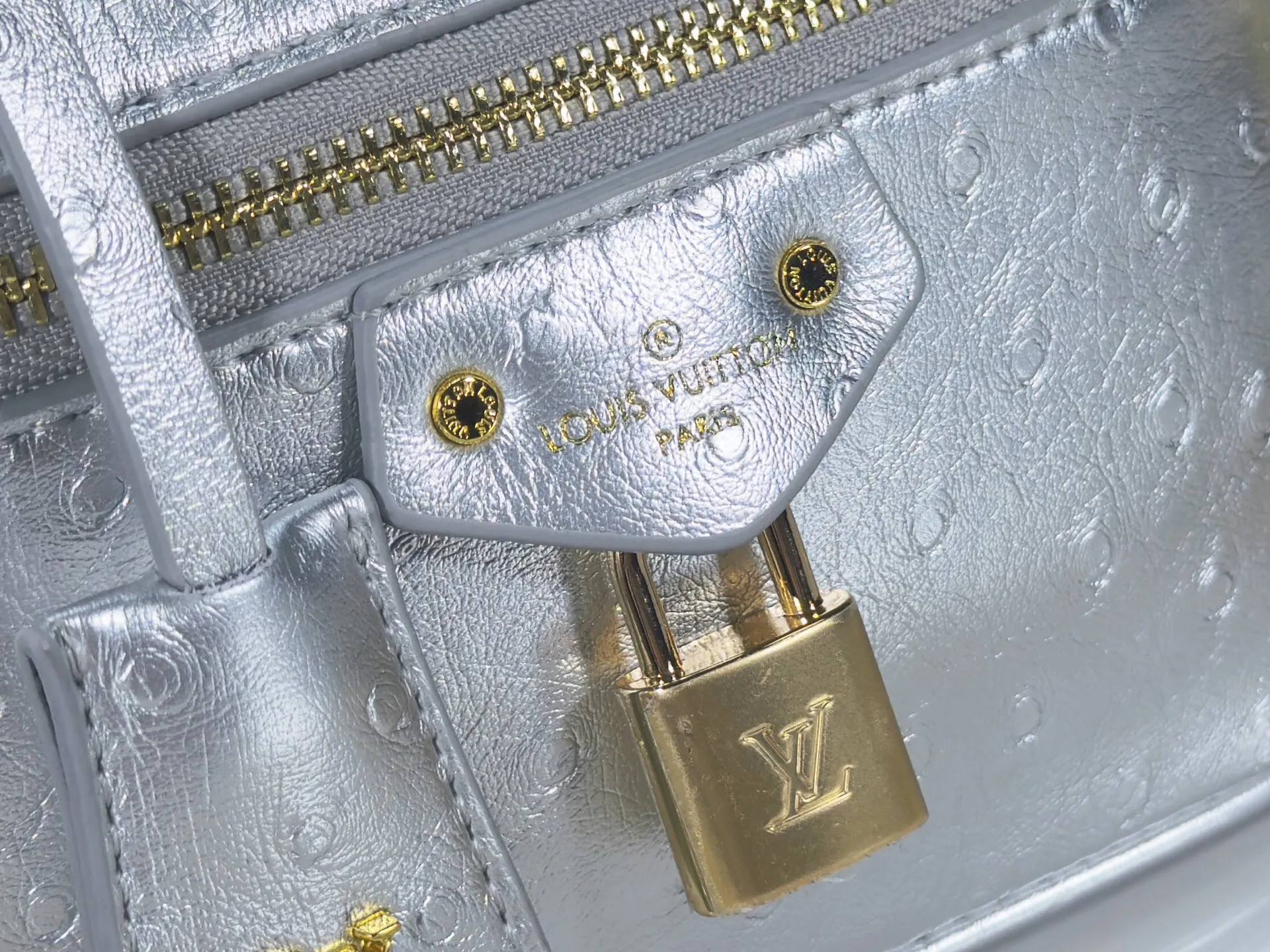 P240 M85911 M85820 M47125 Ostrich leather Vanity Chain Pouch cosmetic box chain bag is inspired by traditional cosmetic boxes and embodies the spirit of travel. This refined, slim bag is trimmed with goatskin trim on the top handle and features a removable braided chain. It is known for its rich collection of iconic details, including LV engraved padlocks and ostrich leather key bells. size：19x11x.5x6.5cm