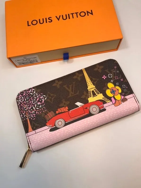 P150💰 M80857M60017 Japan limited wallet "Gibby Wallet", printed with Louis Vuitton's cute mascot "Vivian" illustration on single gram canvas. Brightly colored kites and cute mascots are combined, embellished with tiny single flowers. This is a collectible item that is perfect as a gift for those who love singles. Size: 19x 12.5x 3.0cm, 🎁🎁