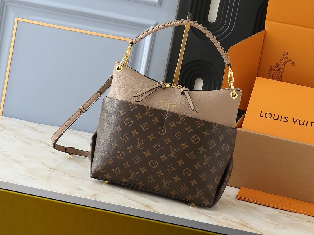 💰240💰Upgraded from the original M45522, 43170. This MONOGRAM canvas material is a new style of Melie handbag, a fashionable must-have item. Veau Cachemire leather material. Full leather embossed woven wrist double bag shopping bag. Lightweight and comfortable to carry. Unique vertical and narrow shape with modern style. Zipper pocket with metal engraved zipper puller for more personality. Size: 33x16x30cm
