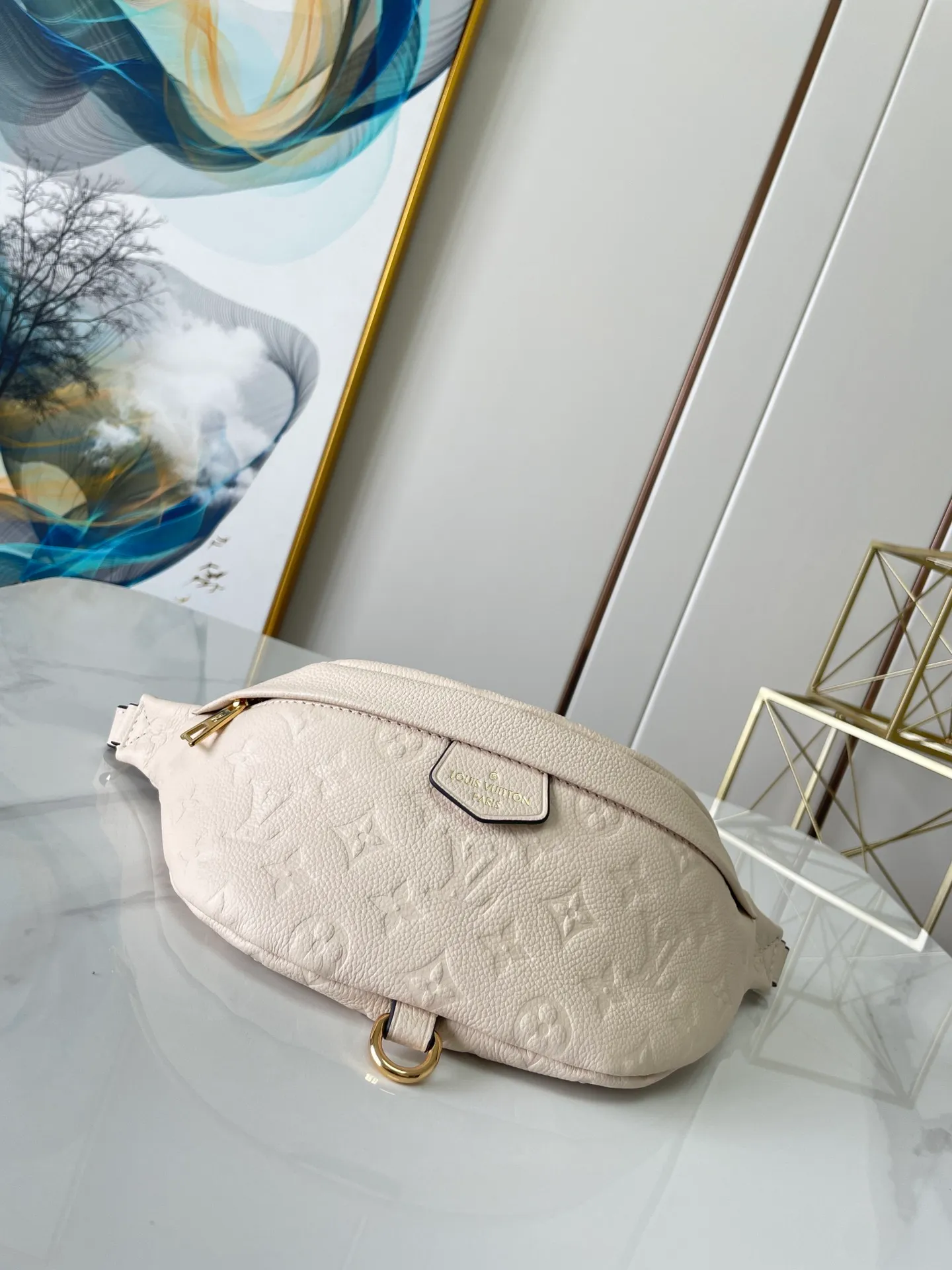 💰920 (top layer leather) top original single M44812 off-white 37×14×13 BUMBAG full leather embossed chest bag
