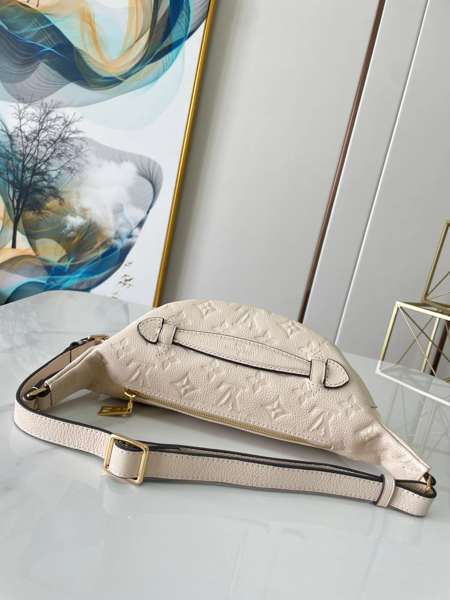 💰920 (top layer leather) top original single M44812 off-white 37×14×13 BUMBAG full leather embossed chest bag