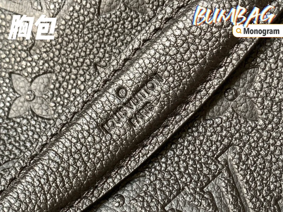 💰920 (top-grain leather) top original single M44812 black embossed] BUMBAG chest bag patterned style can be used as a waist bag, shoulder bag, crossbody...Multiple carrying methods, soft Monogram fabric, girly pattern design, sports style adds pure fashionable and casual temperament. Detailed size: 37*14*13