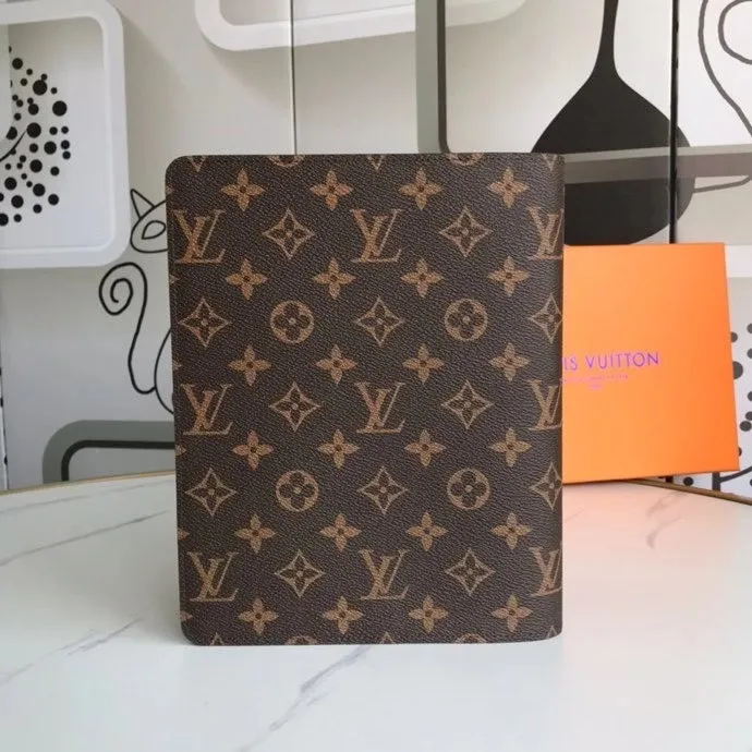 P140💰 4070🔥Hot model Extra large check holder Notebook cover 6 card slots Cowhide ➕ Lv special fabric, with box Size about 18cm Number: 20100/21065