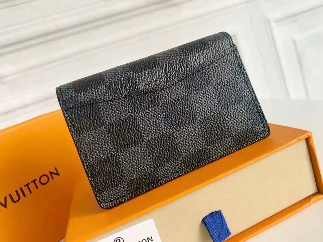 P90 Small Card Holder Louis Vuitton's pocket leather wallet has seven compartments, which can hold credit cards, bus cards, business cards, and even city maps. Damier canvas, leather-bound - two credit card compartments - four inner compartments - one outer compartment. Model M63144 Size 7X11.