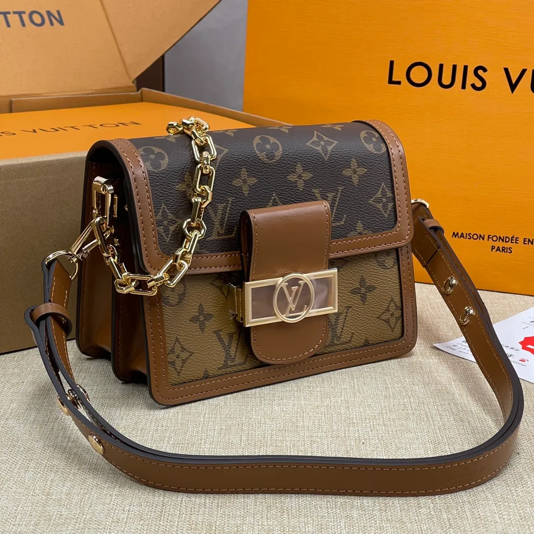 [Upgraded version] P560💰Upgraded version, with complete packaging M44580 L home new version of Daphne with chain ➕ shoulder strap This model has high quality matching details and ⚠️matching hardware! The addition of hardware buckles makes it more stable and fully upgraded! ! ! [Rose] size 20*15*9
